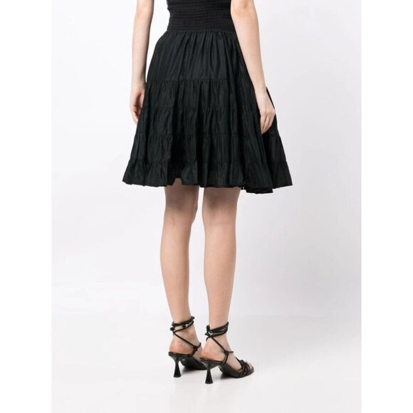 Merlette NYC Ruffle-Detailing Cotton Mini Skirt Tiered Black Resort L NEW 282726 - Picture 2 of 7